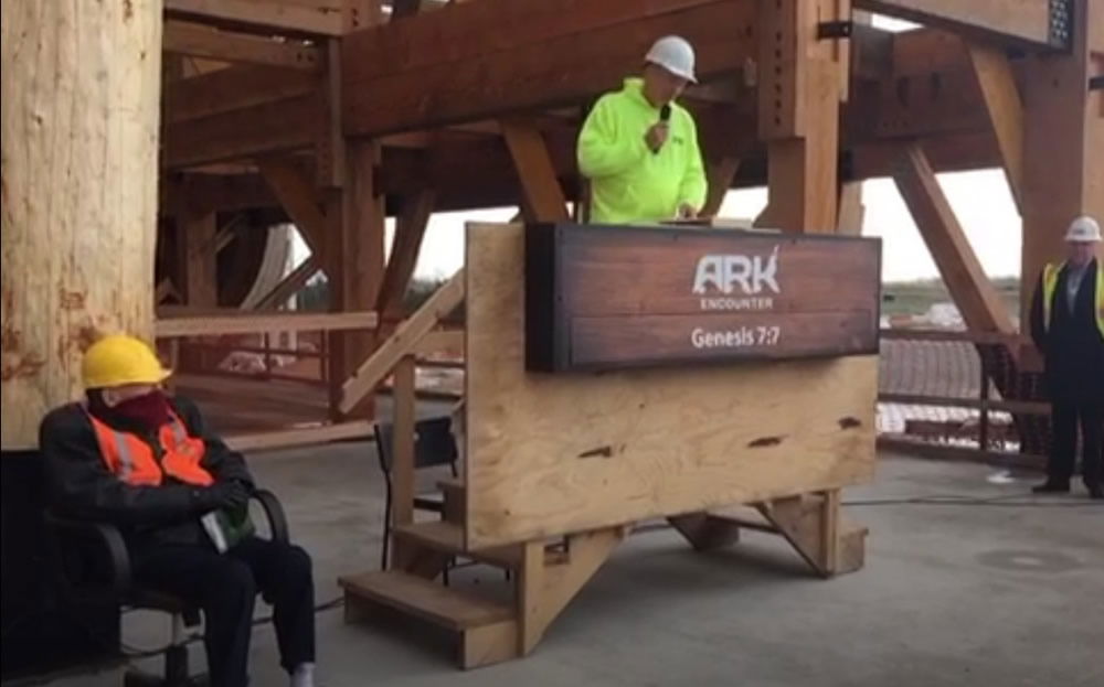 John Whitcomb and Ken Ham at Opening Date Announcement