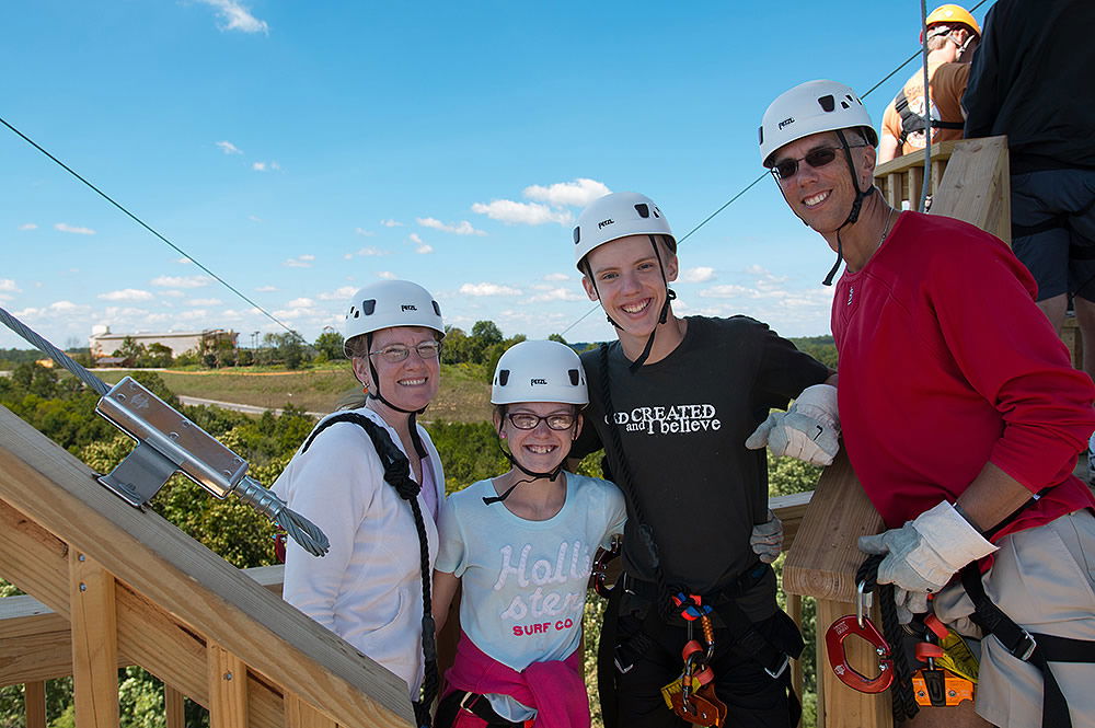 Family on Zip Line Course