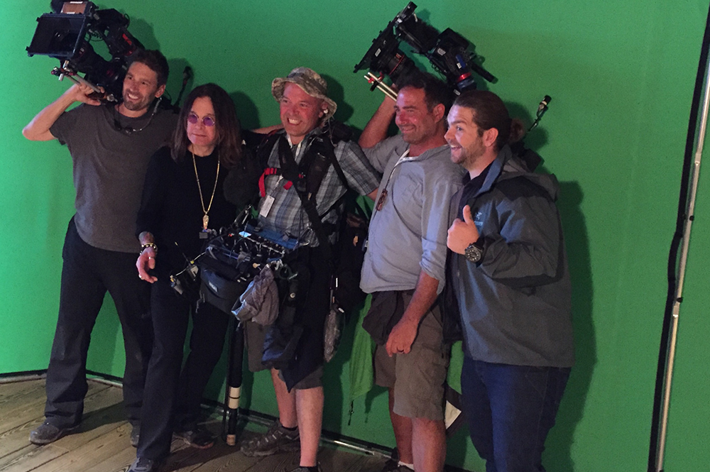 Ozzy and Jack Osbourne in front of green screen
