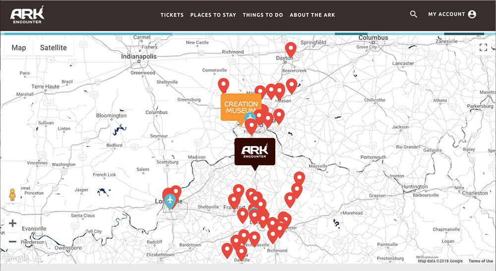 Ark Encounter Nearby Attraction Map