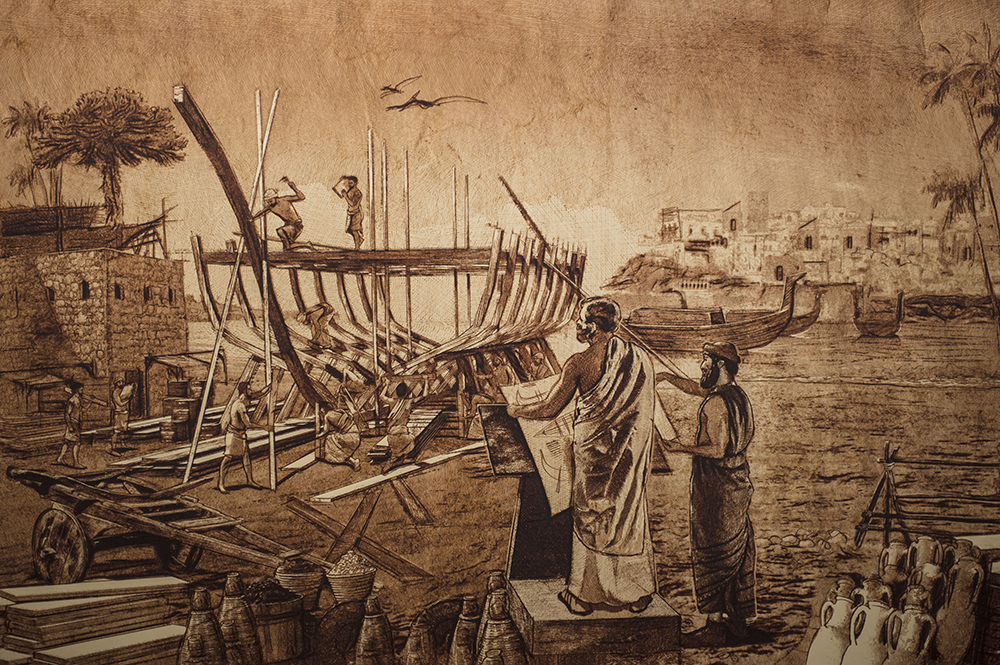 Noah Building the Ark Illustration