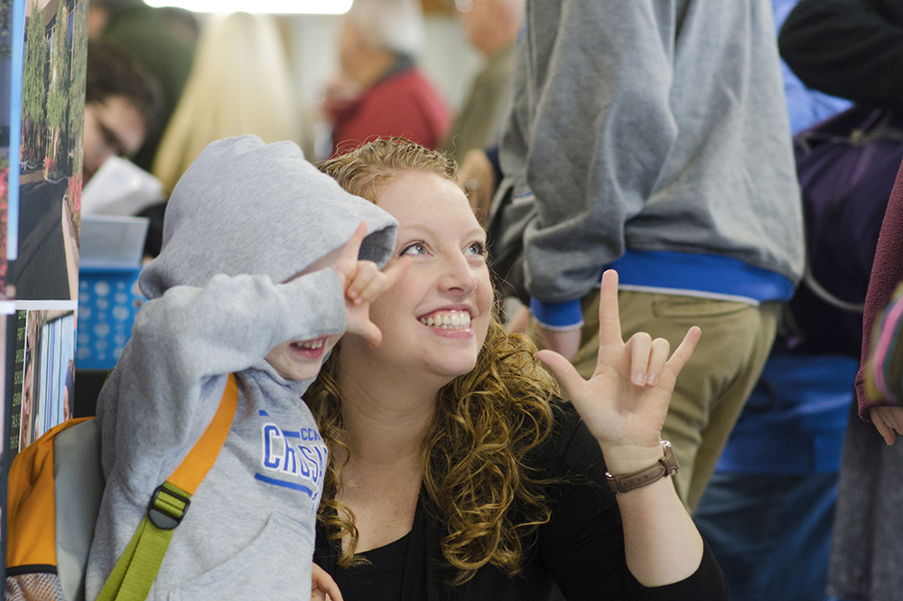 Child and Parent at Deaf Day 2018