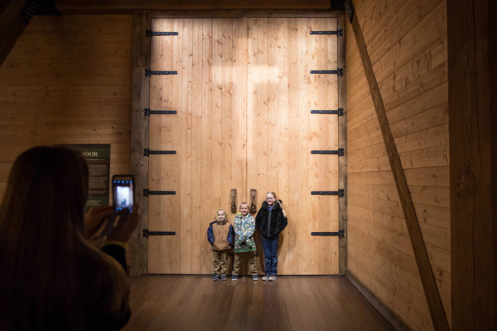 Guests in front of Ark Encounter Door