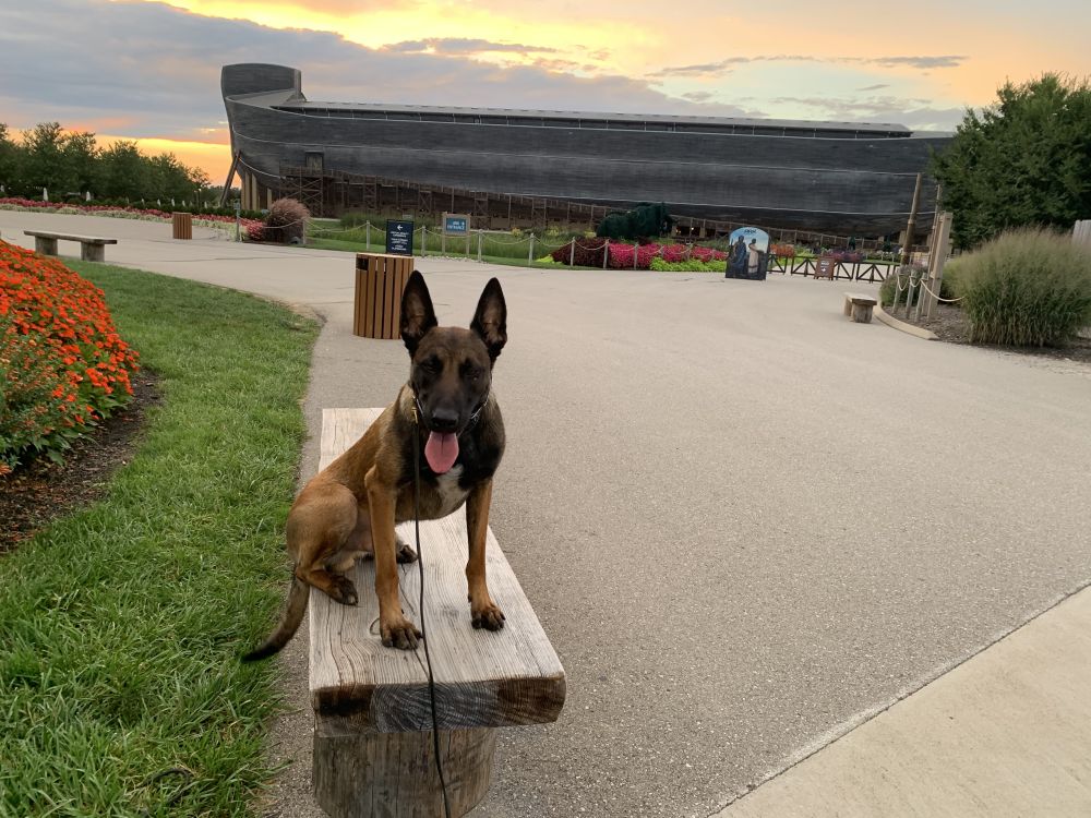 K9 Partner in front of the Ark at the Ark Encounter