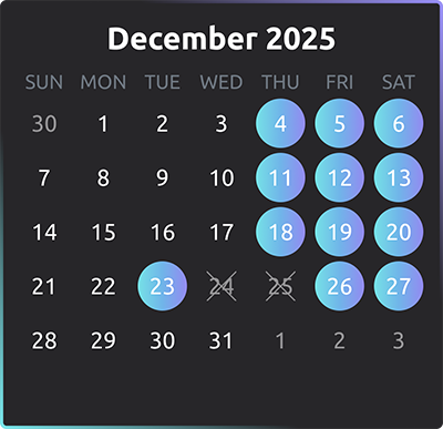 December Christmas Time calendar