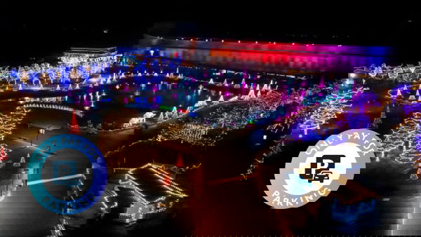 Aerial view of ark encounter during the Christmas season