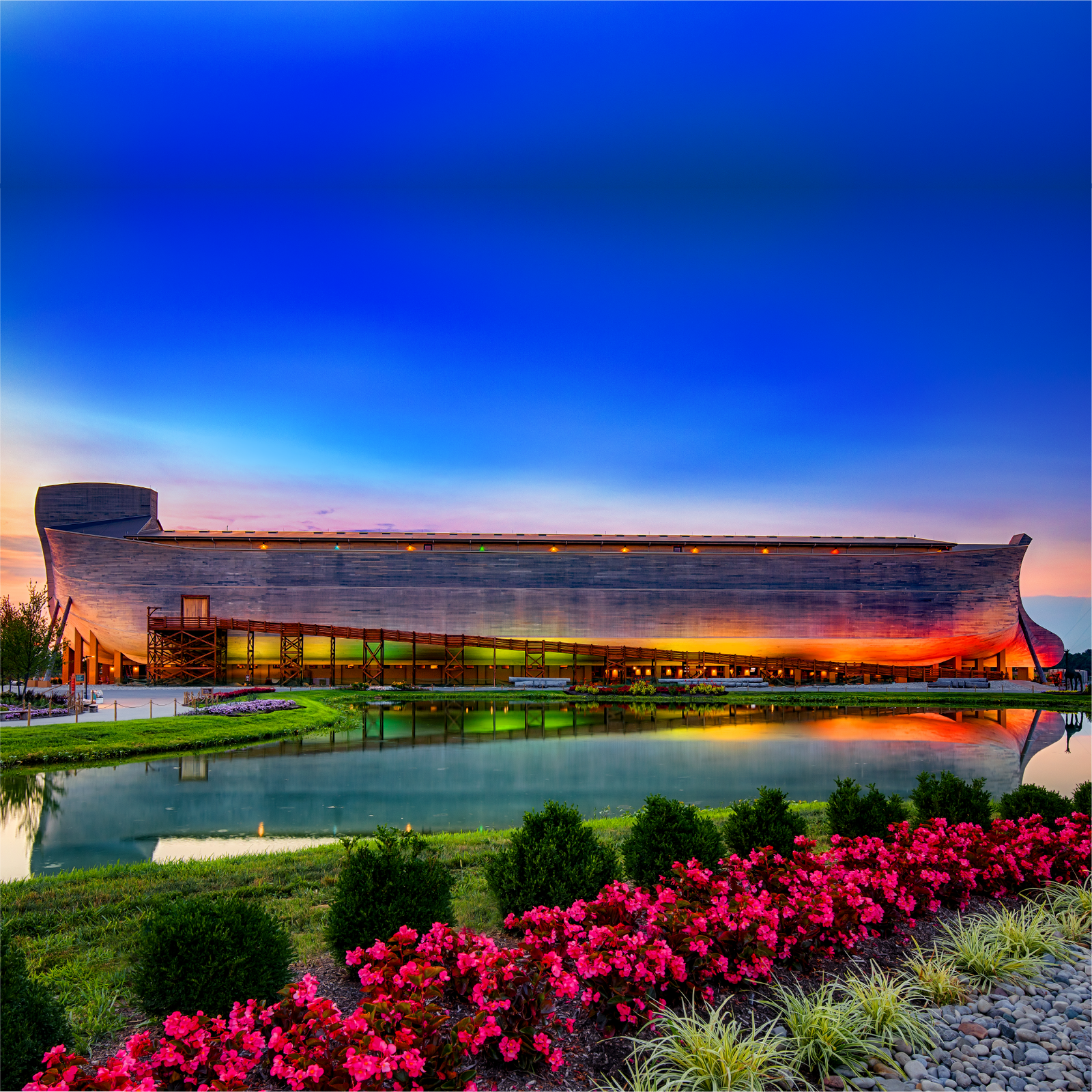 Ark lit up at sunset during 20% off Ark General Admission