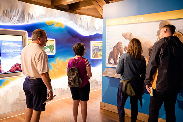 Group of people looking at exhibit